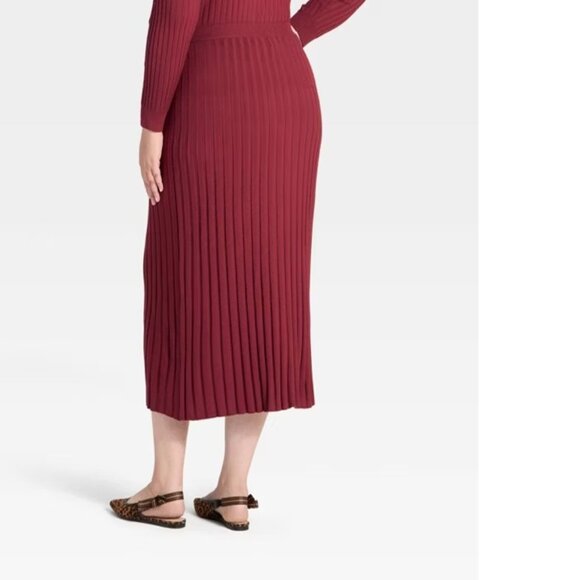 A New Day Women’s Fall Maroon Midi Ribbed Knit Sweater Skirt Plus Size XXL (17) - Picture 2 of 11